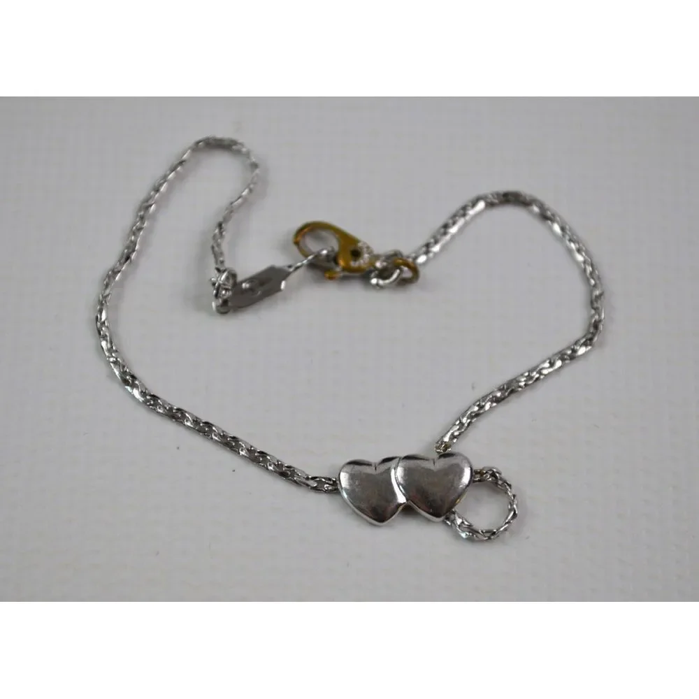 Vintage Monet Silver Tone with Double Hearts Bracelet  7